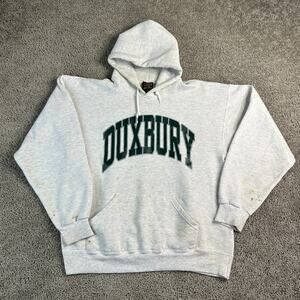 VINTAGE Massachusetts Hoodie Mens Large Gray Green Duxbury Mass Soffe 90s